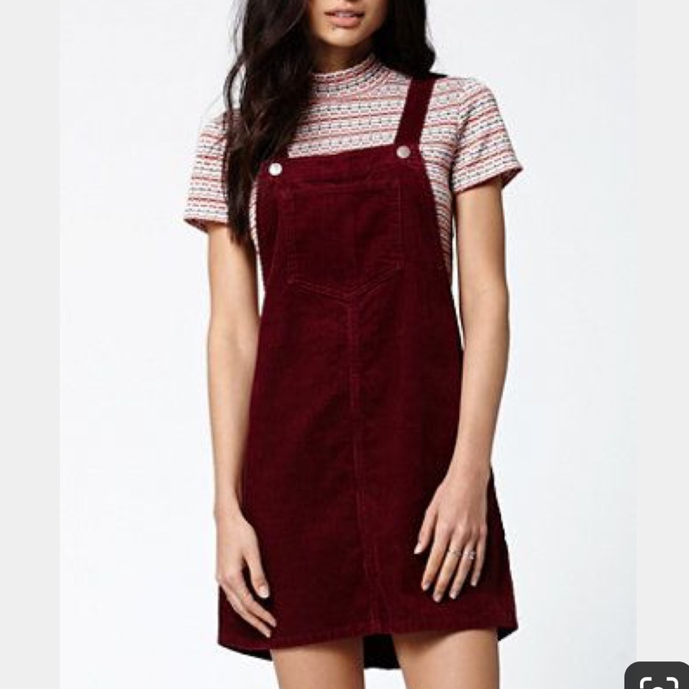 HOSTPICK Burgundy Corduroy Overall Dress - Picture 4 of 8
